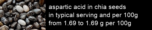 aspartic acid in chia seeds information and values per serving and 100g